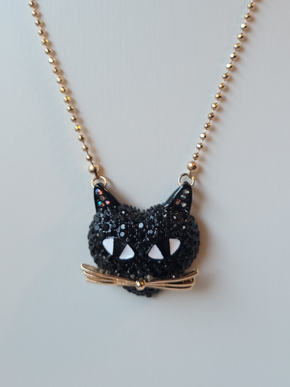 Betsey Johnson Glitter Black Cat Necklace - Picture 2 of 3